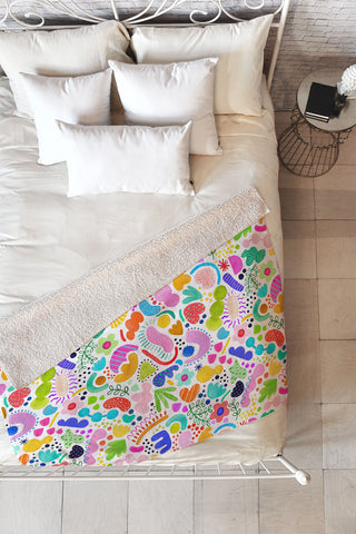 Ninola Design Modern Abstract Bold Shapes Fleece Throw Blanket