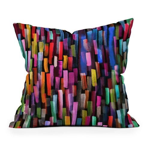 Ninola Design Modern colorful brushstrokes painting stripes Throw Pillow