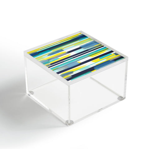 Ninola Design Modern marine stripes yellow Acrylic Box