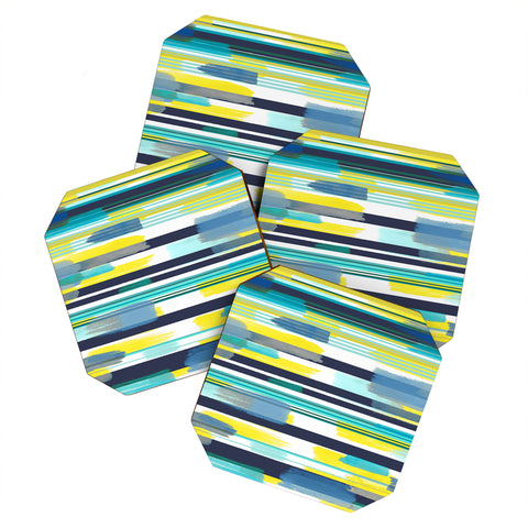 Ninola Design Modern marine stripes yellow Coaster Set
