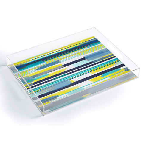 Ninola Design Modern marine stripes yellow Acrylic Tray