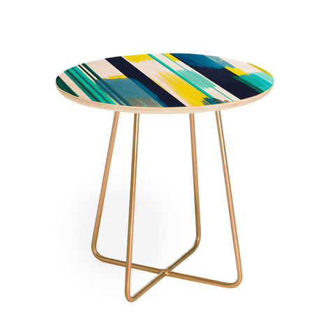 Ninola Design Modern marine stripes yellow Round Side Table