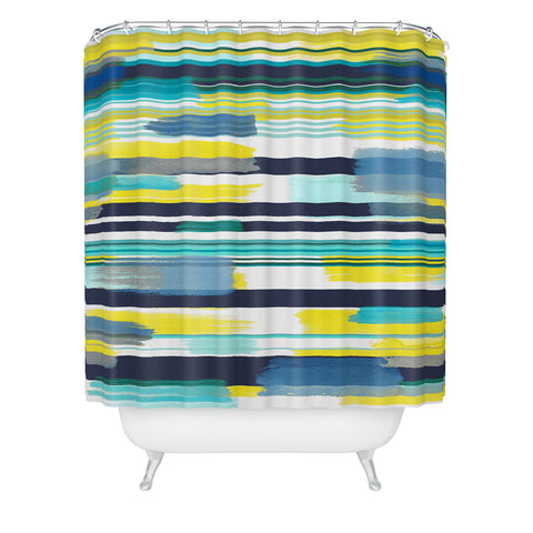 Ninola Design Modern marine stripes yellow Shower Curtain