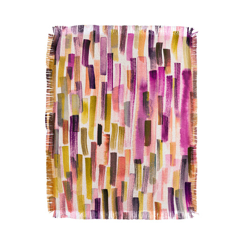 Ninola Design Modern purple brushstrokes painting stripes Throw Blanket
