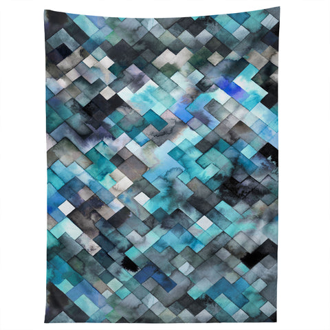 Ninola Design Moody Geometry Blue Sea Tapestry