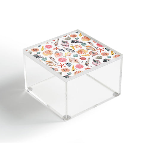 Ninola Design Moroccan Sea Shells Orange Acrylic Box