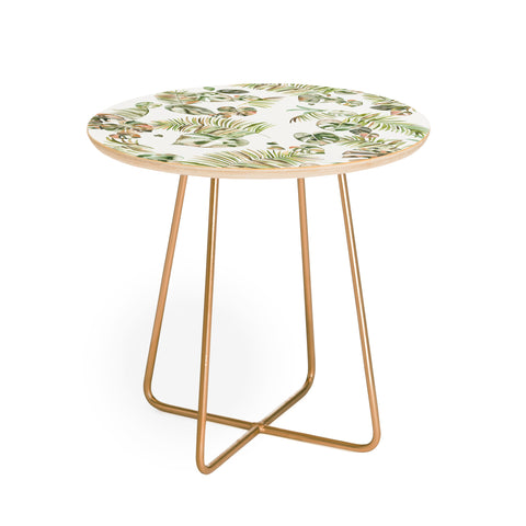 Ninola Design Moroccan Tropical Leaves Round Side Table