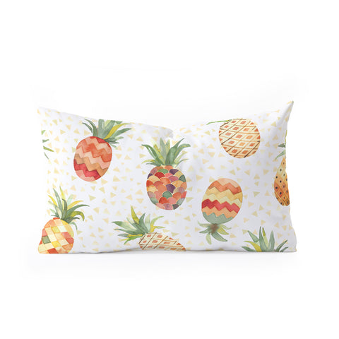 Ninola Design Moroccan Watercolor Pineapples Oblong Throw Pillow