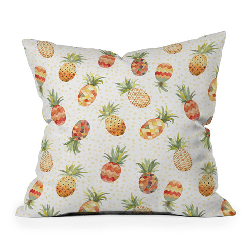 Ninola Design Moroccan Watercolor Pineapples Outdoor Throw Pillow