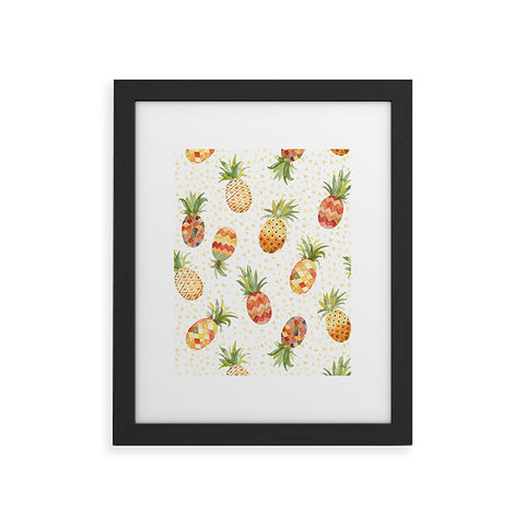 Ninola Design Moroccan Watercolor Pineapples Framed Art Print