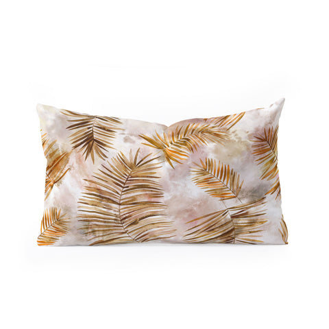 Ninola Design Moroccan Watery Palms Gold Oblong Throw Pillow
