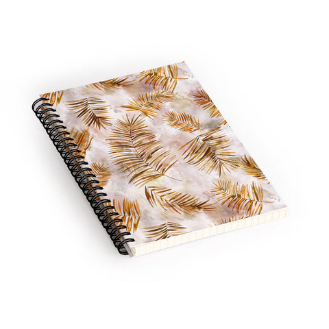 Ninola Design Moroccan Watery Palms Gold Spiral Notebook
