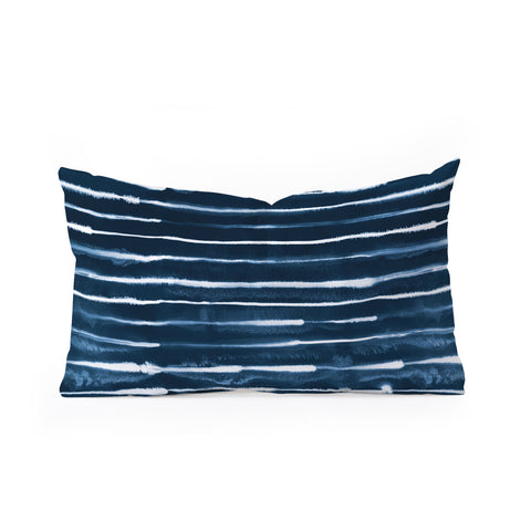 Ninola Design Navy ink stripes Oblong Throw Pillow