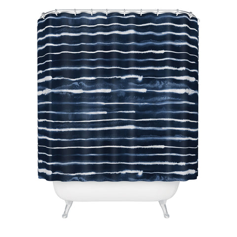 Ninola Design Navy ink stripes Shower Curtain
