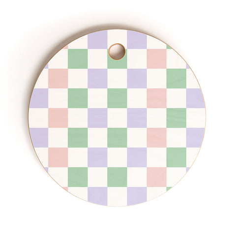 Ninola Design Nostalgic Squares Pastel Cutting Board Round