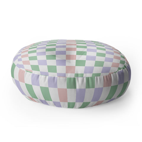 Ninola Design Nostalgic Squares Pastel Floor Pillow Round