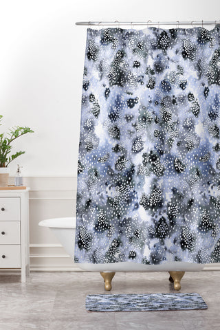 Ninola Design Organic texture dots Blue Shower Curtain And Mat