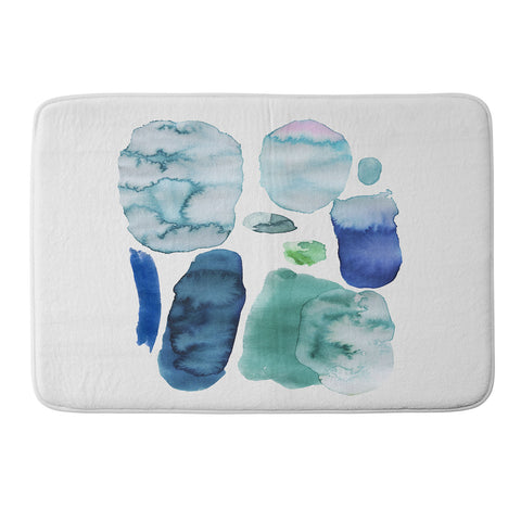 Ninola Design Organic watercolor blue Memory Foam Bath Mat