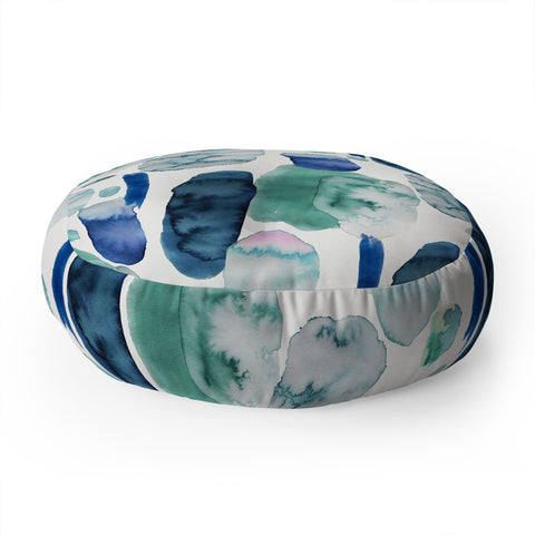 Ninola Design Organic watercolor blue Floor Pillow Round