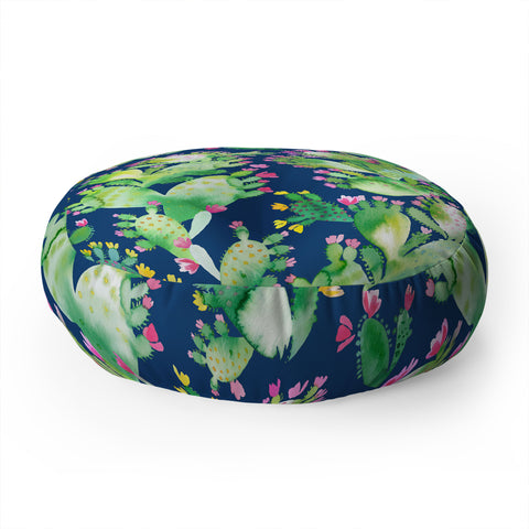 Ninola Design Paddle Cactus Blue Floor Pillow Round