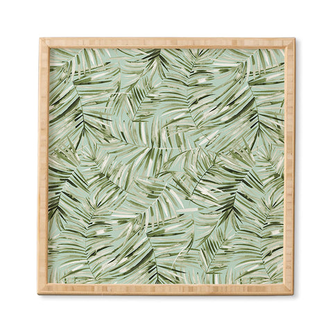 Ninola Design Palms branches soft green Framed Wall Art