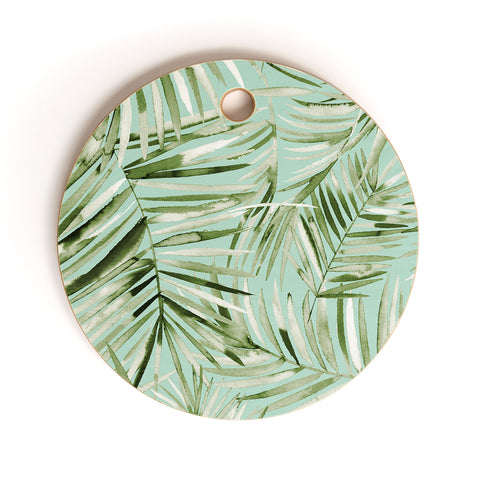 Ninola Design Palms branches soft green Cutting Board Round