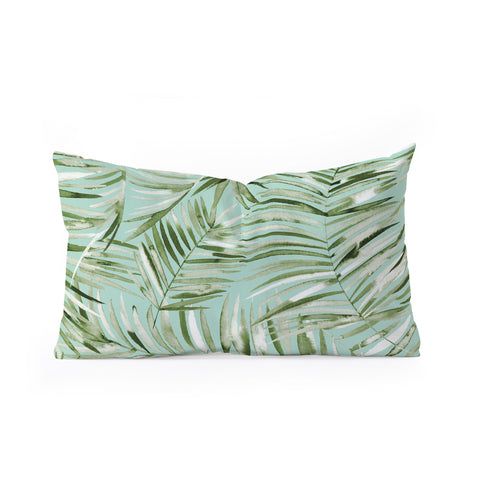 Ninola Design Palms branches soft green Oblong Throw Pillow