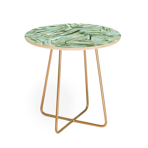 Ninola Design Palms branches soft green Round Side Table