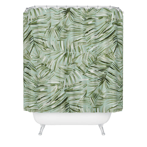 Ninola Design Palms branches soft green Shower Curtain