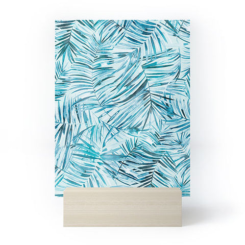 Ninola Design Palms branches summer blue Mini Art Print