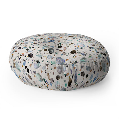 Ninola Design Pebble terrazzo blue Floor Pillow Round