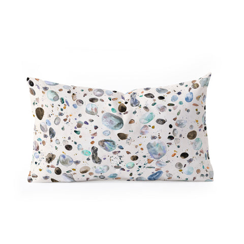 Ninola Design Pebble terrazzo blue Oblong Throw Pillow