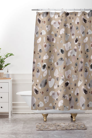 Ninola Design Pebbles Beige Shower Curtain And Mat