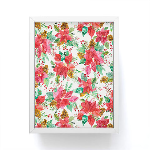 Ninola Design Poinsettia holiday flowers Framed Mini Art Print