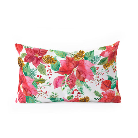 Ninola Design Poinsettia holiday flowers Oblong Throw Pillow