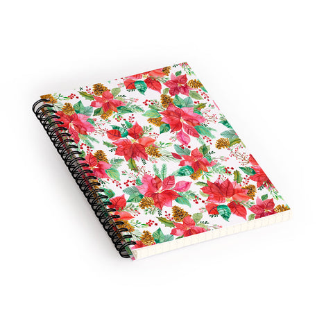 Ninola Design Poinsettia holiday flowers Spiral Notebook