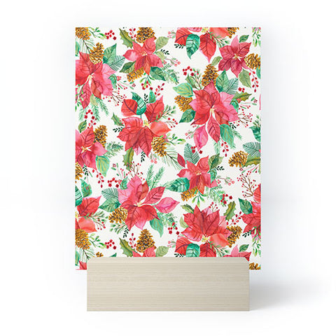 Ninola Design Poinsettia holiday flowers Mini Art Print