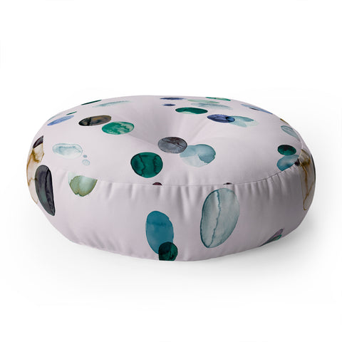Ninola Design Polka dots blue Floor Pillow Round