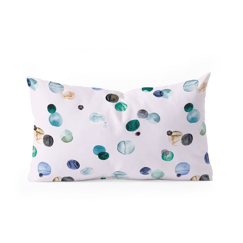 Ninola Design Polka dots blue Oblong Throw Pillow