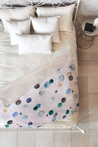Ninola Design Polka dots blue Fleece Throw Blanket