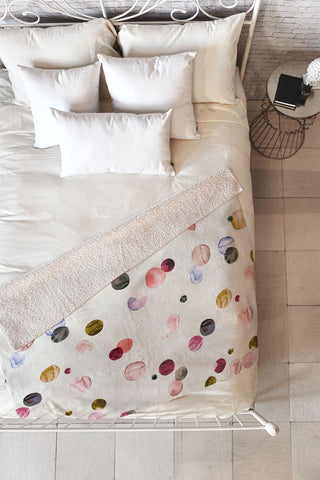 Ninola Design Polka dots watercolor Fleece Throw Blanket
