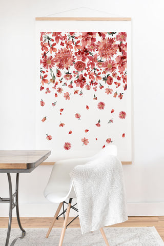 Ninola Design Prairie flowers countryside Red Art Print And Hanger