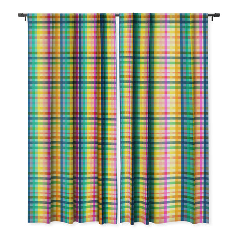 Ninola Design Rainbow Spring Gingham Blackout Window Curtain
