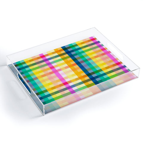 Ninola Design Rainbow Spring Gingham Acrylic Tray