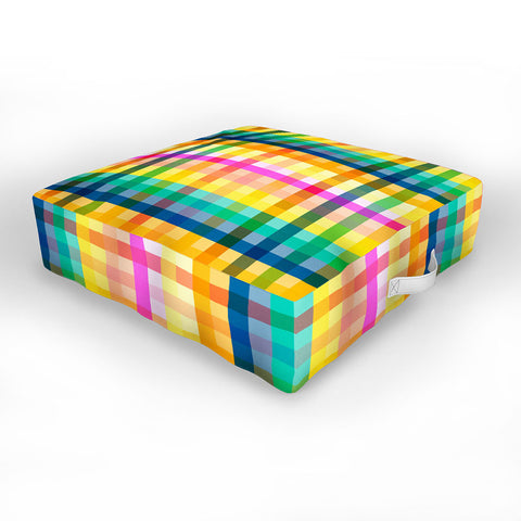Ninola Design Rainbow Spring Gingham Outdoor Floor Cushion