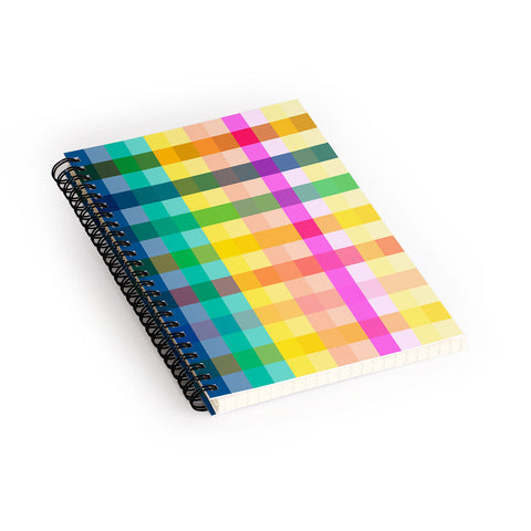 Ninola Design Rainbow Spring Gingham Spiral Notebook