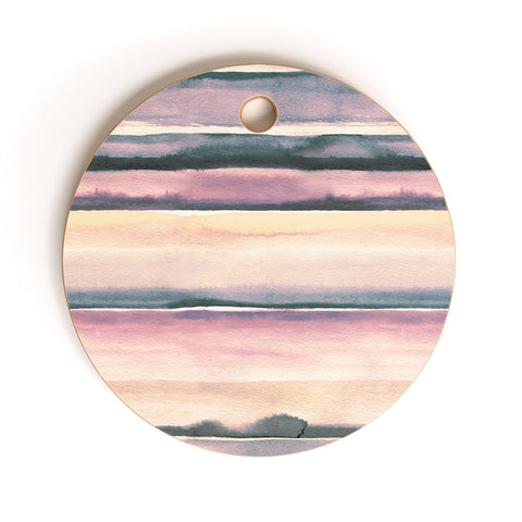 Ninola Design Relaxing Stripes Mineral Lilac Cutting Board Round