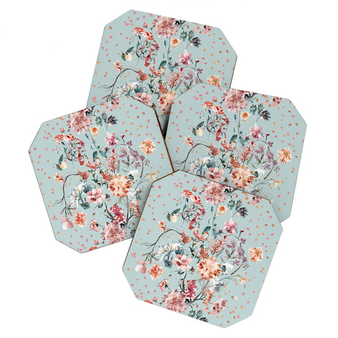 Ninola Design Romantic Bouquet Blue Coaster Set