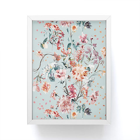 Ninola Design Romantic Bouquet Blue Framed Mini Art Print