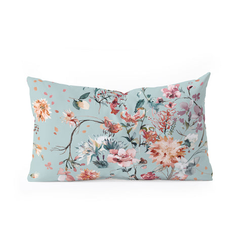 Ninola Design Romantic Bouquet Blue Oblong Throw Pillow